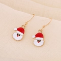 Macro detail of Christmas Santa Claus drop earrings with festive red and white enamel finish - Classic Santa Claus Face
