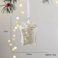 White glitter gift box Christmas tree ornament with ribbon, 9x6.5cm holiday hanging decor - 3D Gift Box