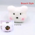 Cute 7cm white plush bear brooch pin with pink blush for bags and clothing decoration - Blush White Bear Brooch Style