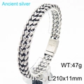 Vintage heart bracelet in ancient silver finish, stainless steel link chain for men and women - Antique Silver (KB185285-KJX)
