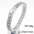 Vintage silver finish stainless steel heart bracelet for men with unique chain design - Silver Color (KB182583-KJX)