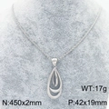 Collana con pendente a goccia d'argento a doppio strato con catena a fune e misure - Collana Tonalità Argento (KN289017-GC)