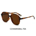 Classic aviator sunglasses with hawksbill pattern frame and tea colored lenses C3 - Tortoiseshell Frame Tea Lens
