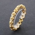 Detail of vintage gold skull chain bracelet with engraved square links and clasp - Gold Color (KB182940-KJX)