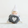 Gnomo di Natale artigianale con cappello in maglia bianca e corpo in finta pelliccia - N. 1 (Cappello Bianco Sciatore Grigio)