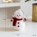 Mini plush snowman figurine with red scarf and wood branch arms, 11cm holiday ornament - Classic Red Style - Small