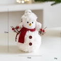 Plush Christmas snowman doll with red plaid hat and scarf, 15cm height desktop ornament - Classic Red Style - Medium