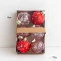Box of six 8cm Christmas ball ornaments in red and transparent styles for holiday tree decor - 8cm (Pack of 6) / Red Series