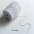 Transparent crystal bead garland on a roll, 30m length for Christmas tree decoration - 1cm Transparent Bead Chain 30m