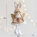Pink plush angel rabbit doll ornament for Christmas tree with wings and 18cm height - Khaki (Style D)