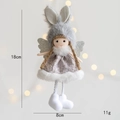 Plush angel girl doll pendant in grey bunny hat and purple lace dress for Christmas - Grey (Style D)