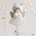Bambola angelo di Natale bianca con corna di renna argento e gonna a rete decorativa - Argento