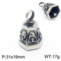 Ciondolo campana teschio esagonale stile punk retrò in acciaio inox vintage - Ciondolo a Campana con Teschio Argentato (Senza Catena)