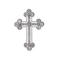 Silberne Kreuzbrosche mit funkelnden Kristallen und Kleeblatt-Enden für Anzugzubehör - Silbernes byzantinisches Kreuz (C275-A)