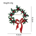 Christmas wreath brooch with red bow and rhinestones, dimensions 6.2cm x 4.5cm - Large Christmas Wreath (C373-A)