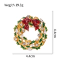 Christmas wreath brooch with green enamel leaves, red bow and crystal accents, 4.4cm size - Christmas Wreath (C374-A)