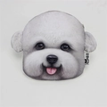 Cute white plush bichon dog coin purse with realistic fur texture and brand tag - White Teddy/Bichon