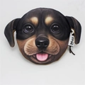 Bull Terrier print coin purse with lifelike animal face and zipper closure - Dachshund/Rottweiler