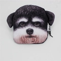 Realistic 3D bull terrier printed coin purse with creative 3D ears and zipper closure - Schnauzer
