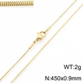 Golden titanium steel snake bone chain necklace 0.9mm width and 450mm length for unisex - Gold 450mmx0.9mm(KN287799-Z)