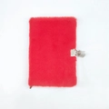 A5 plush notebook in vibrant red with secure metal lock and keys for diary - Red