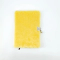 Yellow plush A5 notebook with secure metal lock and key for private journaling - Yellow