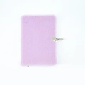 Purple plush A5 journal with soft faux fur cover and silver metal lock closure - Purple
