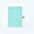 Mint green plush A5 notebook with secure metal lock and key for private journaling - Lake Blue