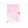 Pink and white tie-dye plush A5 notebook with silver metal lock and keys - Pastel Pink (Each one is unique)