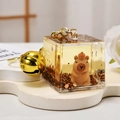 Portachiavi creativo Capybara con bottiglia di sabbie mobili, campanellino d'oro e cappello arancione - Sabbie Mobili Capibara-Arancione