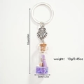Creative drifting bottle keychain with purple glitter, seashell and dimension labels - Purple