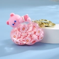 Portachiavi con orsetto che dorme su nuvola con paillettes floreali rosa - Fibbia Oro Chiaro + Orsetto Nuvola / Rosa