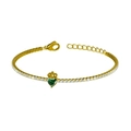 Pulsera tennis dorada con gema de corazón verde y colgante de corona para mujer - Dorado Verde Circonita