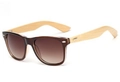 Gafas de sol retro con montura de carey oscuro y patillas de bambú natural - Marrón / Té Doble
