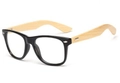 Classic black sunglasses with natural bamboo temples and silver metallic accents - Matte Black / Clear Lens