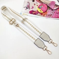 Adjustable woven white strap with gold chevron pattern and metal lobster clasps - White Gold Arrow - Gold Buckle