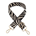 Tracolla larga regolabile con motivo zebra bianco e nero e ganci metallici dorati per borse - Fibbia Oro / Stile A Beige