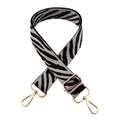Close-up of adjustable zebra print shoulder strap with premium gold metal hardware - Type B Grey Velvet