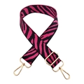 Close-up of zebra pattern wide strap with golden adjustable buckle and spring hooks - Style A Rose Red