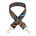 Adjustable wide replacement strap with zebra pattern in black, brown, and lake blue - Style A Light Blue