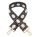 Tracolla larga regolabile in jacquard con motivo geometrico a rombi grigio e bianco - Nero Bianco Grigio