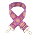 Tracolla larga regolabile in jacquard con motivi geometrici viola e arancioni - Viola Fucsia