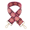 Tracolla larga regolabile in jacquard con motivi geometrici intrecciati rosa e verdi - Rosa Scuro Verde Militare