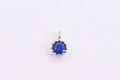 Single S925 sterling silver charm featuring a round blue zircon with beaded edge finish - Small - Royal Blue
