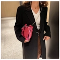 Moderna pochette cuore anatomico in acrilico rosa metallizzato con catena d'oro - Rosa Rosso
