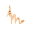 Rose gold letter M pendant with a small heart charm made of stainless steel - Letter M / Rose Gold