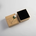 Minimalist kraft paper jewelry box with black velvet lining and flower decor - Apricot