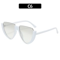 Chic semi-rimless cat eye sunglasses with white frame and light grey lenses style C6 - White Frame Silver Mirror Lenses