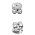 Pair of S925 sterling silver butterfly earring backs with 925 hallmarks on white background - Disc Shape / 5mm Thick / White Gold