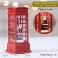 Rote Weihnachts-Telefonzelle als Miniatur-Lampe mit Weihnachtsmann und LED-Licht - Innen Telefonzelle Weihnachtsmann (ZF-076A-1)